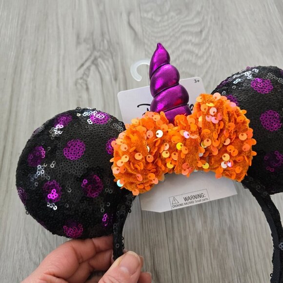 Disney | Minnie Mouse black sequin purple unicorn ears headband - Picture 2 of 5